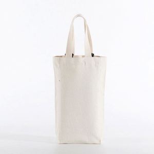 Factory <b>Tall</b> Long Canvas Grocery Bag Tote Canvas Foldable Reusable Bag White Cotton Canvas Bag with logo for Red Wine Bottle - Product Image 3