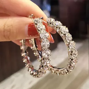 Модные ювелирные серьги, роскошные большие круглые серьги-кольца с фианитами, ледяные блестящие серьги-кольца с бриллиантами для женщин, подарок