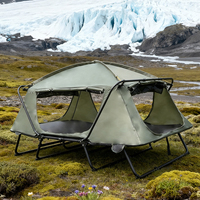 Lit de camping pliable double couche imperméable quatre saisons pour l'extérieur, structure à une chambre avec poteaux en fibre de verre pour 1-2 personnes
