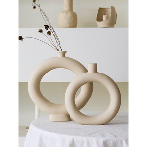 Nordic Style Unglazed Ceramic <b>Vase</b> Handmade Tabletop Decor For Living Room Home Art Display - Product Image 3