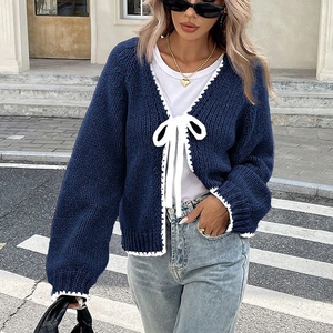 Suéter de Otoño/Invierno para Mujer, Nuevo Cárdigan de Punto Holgado con Lazo Delantero y Manga Larga, a la Moda - Product Image 4