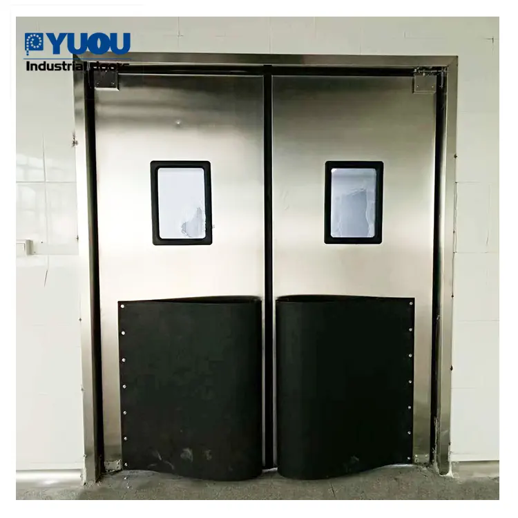 वाणिज्यिक खुदरा स्टोर सुविधा दरवाजा अभिनय आंतरिक स्टेनलेस स्टील के साथ धुरी खाद्य फैक्टरी यातायात प्रभाव दरवाजा बम्पर