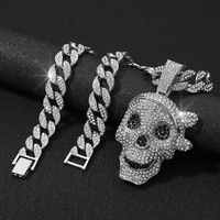 Collar de Cadena Cubana con Colgante de Calavera DJ de Aleación de Zinc, Chapado en Oro y Plata, para Hombres y Mujeres, Joyería Hip Hop, Regalo