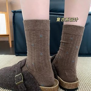 Women's Mid-Calf Slouch Socks Breathable Polyester Floral Print Autumn Winter Casual Socks Knee High Style YC - Product Image 2