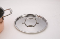 Olla para Sopa de Cobre Triple de Alta Calidad para Cocinas de Inducción y Gas, Capacidad de 4-5L, Olla para Sopa de Cobre con Tapa de Acero Inoxidable