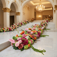Arco Floral Moderno de Rosas Rojas de Seda Suave Hecho a Mano de 80 cm, Impermeable y Ecológico, para Salón de Exposiciones, Graduación, Año Nuevo Chino