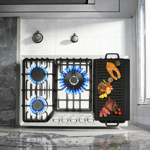 <span class=keywords><strong>Estufa</strong></span> de Gas Empotrable de 2 Quemadores, Doble Combustible (LPG/NG), para Hogar y RV, Superficie de Acero Inoxidable de 12 Pulgadas, Encendido Manual con Batería - Product Image 2