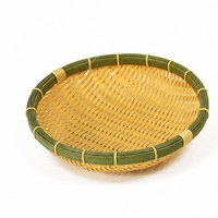 Ensemble de plateaux ronds en osier tressé style bambou, en rotin PP, pour servir les aliments, le pain et les fruits