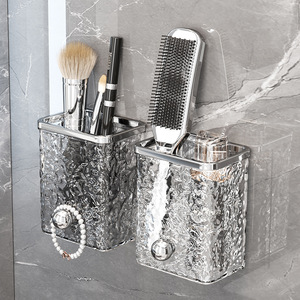 Wall Mounted Storage Box Rectangular No Drilling Required Bathroom Toilet Organizer For Cosmetics Toothbrushes Towels - Product Image 1