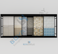 Présentoir coulissant en métal pour carreaux de marbre, céramique et quartz, style push-pull pratique pour salle d'exposition