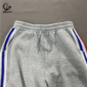 Custom American Streetwear Wide Leg Sweatpants Side Stripe Elastic Waist Drawcord Warm Fleece Jogger <b>Trousers</b> OEM - Product Image 3