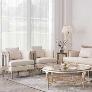 JINS Cadre en bois massif Style américain Tissu Cuir <span class=keywords><strong>Canapé</strong></span> deux <span class=keywords><strong>places</strong></span> Meubles de salon rembourrés pour Villa École Atelier - Product Image 3