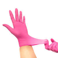 Gants d'examen en nitrile imperméables docteur sans poudre Rose rouge gants en nitrile jetables pour la médecine