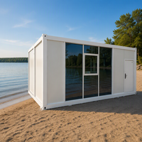 Maison conteneur modulaire à ossature acier avec mur rideau en verre et panneaux sandwich pour usage commercial et hôtelier – Bâtiment mobile préfabriqué