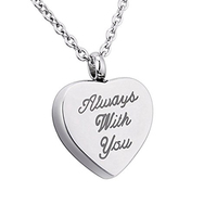 Collar con Colgante de Urna Conmemorativa en Forma de Corazón de Acero Inoxidable de Lujo Moderno, Grabado con 'Siempre Contigo', con Diseño Hermético y Duradero