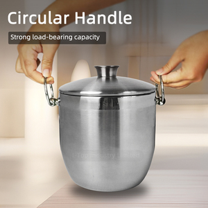 Stocked Sturdy Silver Brushed Finish Custom Logo Stainless Steel <b>Ice</b> Bucket Customized Double Wall <b>Ice</b> Bucket with Strainer - Product Image 4