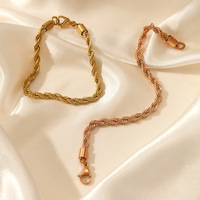 Haute qualité 18K PVD plaqué or serpent chaîne Bracelet en acier inoxydable pâte frite torsades à la mode fête bijoux amitié