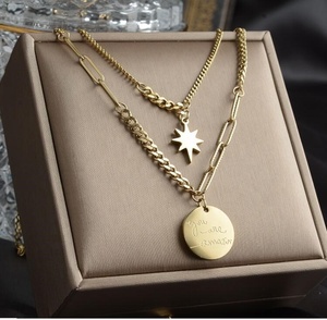 <span class=keywords><strong>Collier</strong></span> ras de cou multi-rangs en acier inoxydable 316l gravé à la mode, <span class=keywords><strong>plaque</strong></span> de nom personnalisée bon marché - Product Image 2