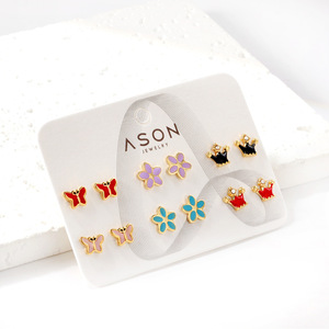 ชุดต่างหูอะซอน รูปผีเสื้อและดอกไม้ ประดับคริสตัล สำหรับผู้หญิง สวมใส่ได้ทุกวัน แฟชั่นเครื่องประดับเจาะหู - Product Image 3