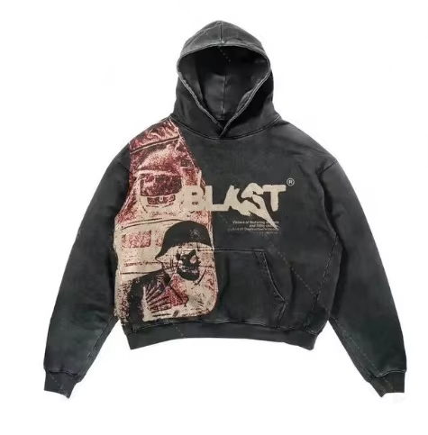 Black distressed hoodie