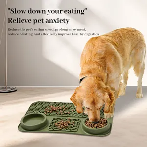 3-in-one yavaş besleyici yalamak Mat silikon köpek kasesi emme kaymaz, evcil hayvanlar için çok fonksiyonlu yavaş yiyecek kasesi