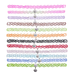 Mode Européenne Femmes Doux <span class=keywords><strong>Tatouage</strong></span> Coloré Ligne De Pêche Collier Élastique <span class=keywords><strong>Cou</strong></span> Chaîne 12pcs En Gros N25155 - Product Image 4