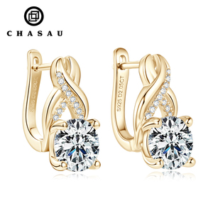 Popular New Designed 925 Sterling <strong>Silver</strong> 8mm 2CT Round Moissanite Stud <strong>Infinity</strong> Hoop <strong>Earrings</strong> for Women Gift - Product Image 1