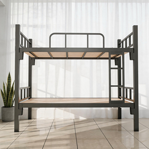 <span class=keywords><strong>Lit</strong></span> <span class=keywords><strong>superposé</strong></span> en métal portable, style moderne, haute résistance, durable, écologique, avec cadre en fer renforcé pour les travailleurs du bâtiment en campement - Product Image 1
