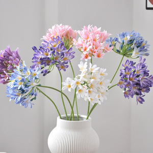 Bouquet de fleurs artificielles Agapanthus Yoshinobu, violet et bleu, en soie, pour la décoration de la maison et des mariages - Product Image 3