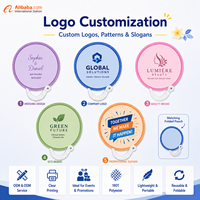 Éventail pliable promotionnel avec logo personnalisé, manche en plastique, polyester 190T, pliable et torsadé, pour cadeau de mariage