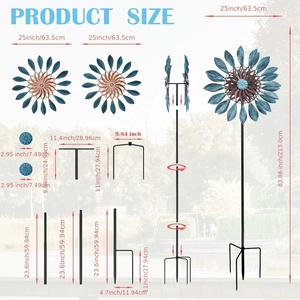 Vintage Stainless Steel Sunflower-Shaped Kinetic Windmill Artificial Garden <b>Ornament</b> Outdoor Wall Farmhouse-Industrial Antique - Product Image 3
