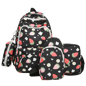 Sac à dos décontracté à imprimé <span class=keywords><strong>fraise</strong></span> de grande capacité à la mode nouveau dessin animé d'étudiant de lycée primaire - Product Image 5