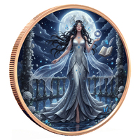 Pièce de monnaie en cuivre colorée ultra haute définition Déesse de la Lune 1 Troy oz 999 Cuivre pur Lingot Souvenir gravé sur mesure Vente en gros