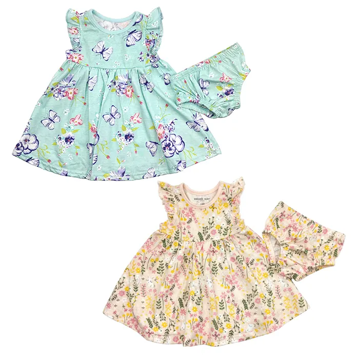 Tela de algodón Linda ropa de bebé niña 6-12 meses vestidos de bebé niñas pequeñas