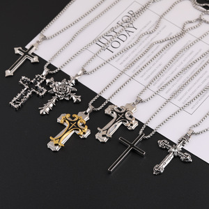 Collier Croix en Acier Inoxydable Unisexe, Pendentif DIY, Accessoire de Bijouterie, Style Hip Hop, Simple, Polyvalent, Tendance, Marque Privée - Product Image 3