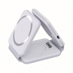 <b>3</b> In-1 Durable Wireless <b>Charging</b> Pad PVC Material Custom Printed Magnetic Foldable Charger Station Fast Travel Promotional - Product Image 1