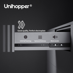 Unihopper 45mm thép ba-phần ngăn kéo trượt đường sắt mỹ khung thiết kế phía sau hỗ trợ đệm giảm xóc bi trượt - Product Image 5