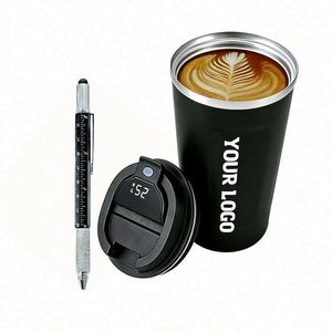 Tasse en acier inoxydable avec logo, affichage numérique LED, cadeau promotionnel d'entreprise, tasse à café intelligente avec affichage de la température, tasse en métal portable - Product Image 1