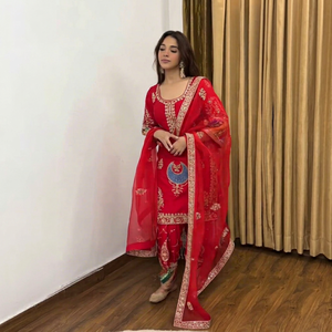 Modern <b>Pakistani</b> Suit <b>Eid</b> Ramzan Special Dhotis Traditional Readymade Silk Outfit for Women Weddings Festive Celebrations - Product Image 1
