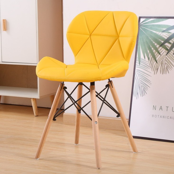 Top Quality Nordic Restaurant PU leather upholstered Dining Chair with Solid Wood Legs