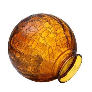 Mouth Blown Amber Colored Glass Globe Lamp Shade Crackle