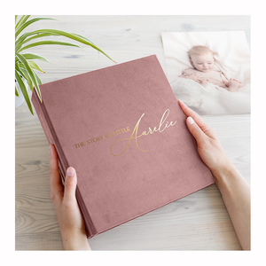 Custom Gold Foil Blush rosa velluto Baby foto Album vite legante Slip in foto 8x10 trasparente PP Pocket Memory Book - Product Image 2