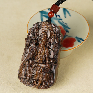 Nuova Collana con Ciondolo Buddha Bodhisattva dello Zodiaco in Legno di Agarwood, Amuleto Religioso Cinese in Pietra Naturale che Porta Fortuna e Protegge dai Spiriti Maligni - Product Image 4