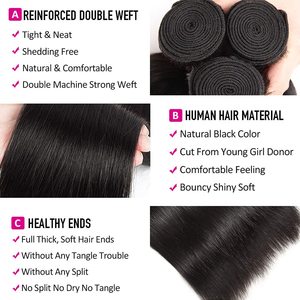 Extensions de cheveux humains lisses comme des baguettes Meche Bresilienne en gros, produits capillaires Ogx, perruques et chapeaux pour femmes - Product Image 5
