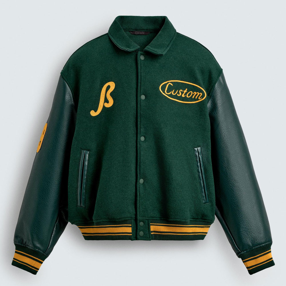 Order Online Melton Varsity Jacket Customizable Logo Printed