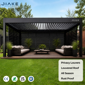 Pergola résidentielle moderne en aluminium Jiake avec panneaux muraux à lames orientables, systèmes de brise-vue latéraux pour jardin et patio - Product Image 1