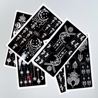 Pochoirs de tatouage au henné auto-adhésifs traditionnels indiens peints à la main modèle de découpe de motif de lune papier de décoration temporaire