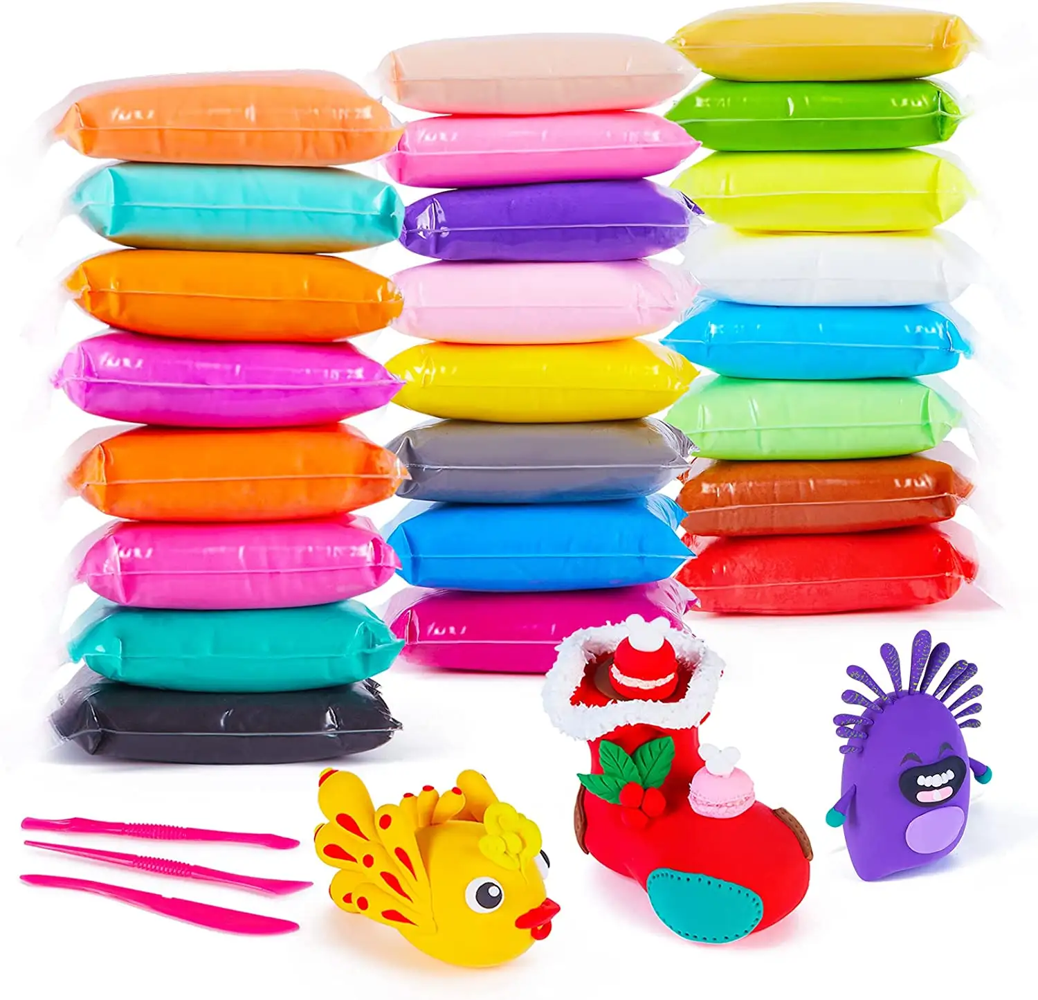 Kinderen 24 Kleuren Zachte Super Lichte Kleikit Modellering Lucht Droge Polymeer Klei Voor Diy Handgemaakt Speelgoed