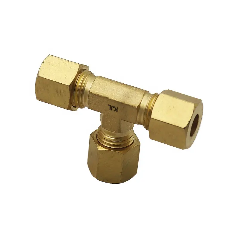 3 ways connector brass plumbing compression ferrule equal tee union