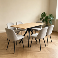 Table à manger moderne pliable et extensible, petite table extensible avec plateau en bois, pieds en acier, gain de place, longueur réglable, cuisine